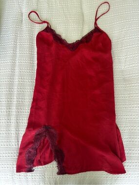 Urban Outfitters Out From Under Red Lace-Trim Slip Dress